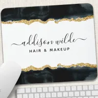 Black And Gold Watercolor Salon Business Mouse Pad