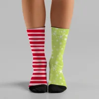 Mismatch Christmas Socks Stripes Snowflake Novelty