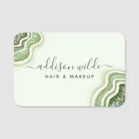 Emerald Green Glitter Agate Geode Luxe Chic Name Tag