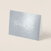 Handwriting Style Calligraphy Thank You Silver Foil Card