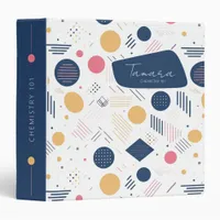 Retro Geometric Abstract Pat#6 Navy Rose ID1067 3 Ring Binder