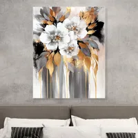 Elegant White and Gold Floral Wall Art Acrylic Photo Tile