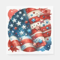 Red, White and Blue Patriotic Fourth of July Party Napkins