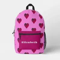 Pretty Mandala Hearts in Red and Pink Printed Backpack