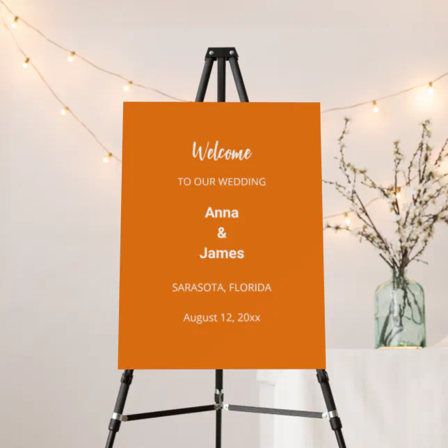 Modern Bright Orange Wedding Welcome Sign