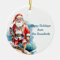 Merry Christmas Surfing Santa Ornament