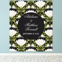 Elegant Black & White Floral Wedding: Calligraphy  Canvas Print