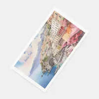 Amalfi Coast Italy Watercolor Sketch  | Paper Guest Towels