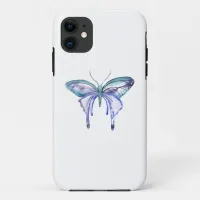 watercolor aqua blue purple butterfly iPhone 11 case