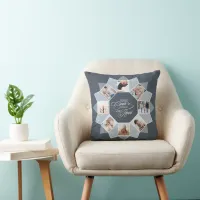 Memories Photo Collage Dusty Blue ID1016 Throw Pillow