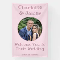 Wedding Welcome Sign | Couple Photo Pastel Pink