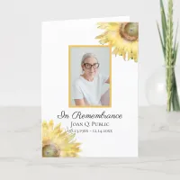 Yellow Sunflower Watercolor Funeral Service Folded Program