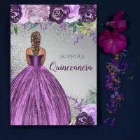 Budget Purple Glitter Dress Quincea&#241;era Invitation