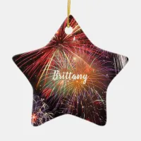 Fireworks Finale Custom Name Ceramic Ornament