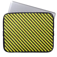 Thin Black and Yellow Diagonal Stripes Laptop Sleeve