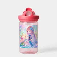 Anime Girl and Axolotl Personalized Water Bottle