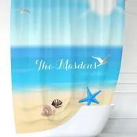 Personalized Beach Scene Shower Curtain