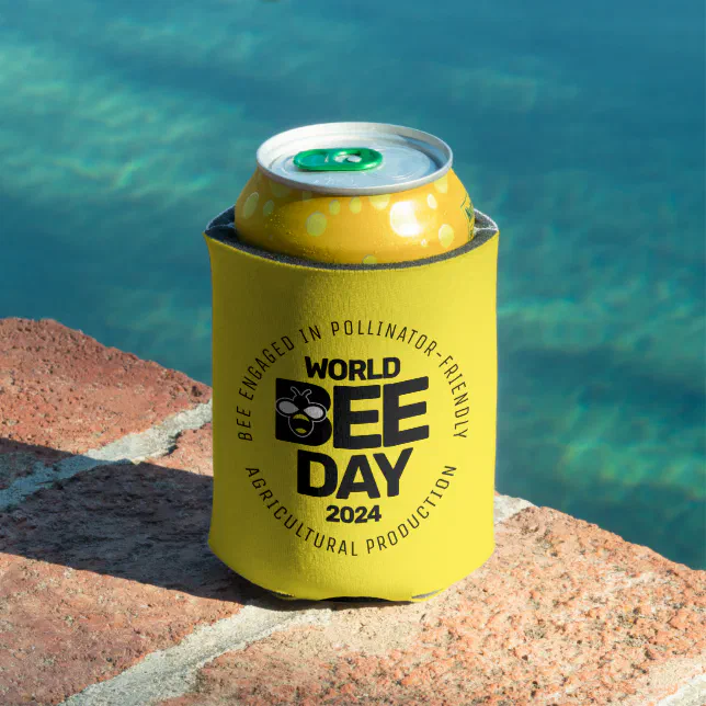 World Bee Day Yellow Black Pollinator Can Cooler