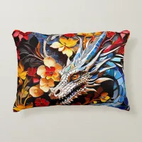 Cute Colorful Dragon Mosaics  Accent Pillow