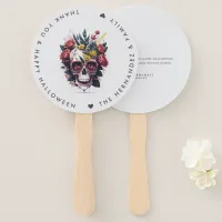 FLORAL SKULL Family Name Halloween Party  Hand Fan