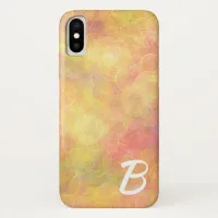 Peach, Coral, Yellow Abstract Bubbles with Initial iPhone XS Case