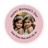 Personalized Mothers Day Photo Elegant Pretty Pink Edible Frosting Rounds