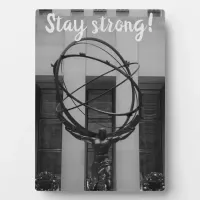 Stay Strong NYC Atlas in Rockefeller Center Statue Plaque