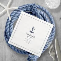 Blue Wave Anchor Wedding Thank You Navy/Wht ID836 Paper Dinner Napkins