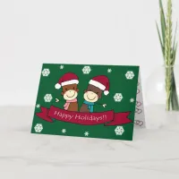 Sock Monkey Christmas Greeting Card