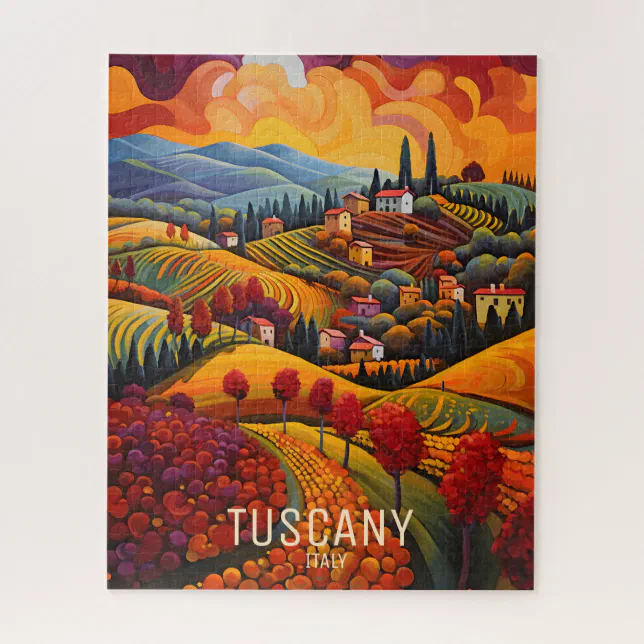 Painting of Tuscany in Autumn | Italy Travel Art Jigsaw Puzzle