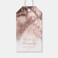 Marble Glitter Wedding Thanks Rose Gold ID644 Gift Tags