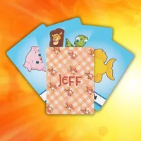 Orange Buffalo Check with Dinosaurs and Monogram | Matching Game Cards