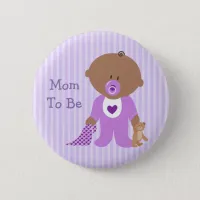 Mom to Be Purple Baby Shower Button
