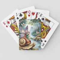 Pretty Fairy Land with cute Snail and Butterflies Poker Cards