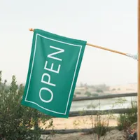 Green Open Sign Modern Minimal Small Business Flag