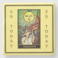 30th Birthday Party, The Sun Tarot Card Yellow Stone Coaster