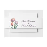 Romantic and Poetic Pastel Tulips Watercolor Invitation Belly Band