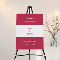 Magenta White Wedding Welcome Sign