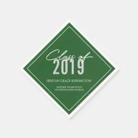 Elegant Green Typography Graduation Class of 2019 Napkins