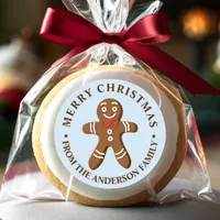 Gingerbread Man Blue Merry Christmas Classic Round Sticker