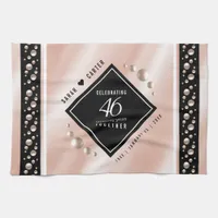 Elegant 46th Pearl Wedding Anniversary Celebration Kitchen Towel