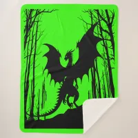 Black Silhouette Dragon on Green - Fantasy |