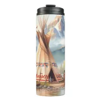 Traditional Native Indian Teepee Nature Scene Digi Thermal Tumbler