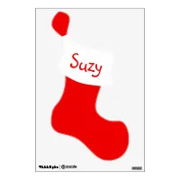 Personalized Red Christmas Stocking Wall Decal