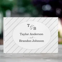 Minimalist Monogram Custom Gray Striped Wedding Guest Book