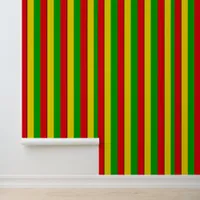 Jamaican Rasta Colored Stripes Patterned Wallpaper