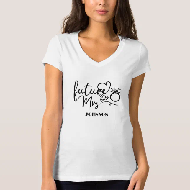 Cute Future Mrs Script Heart Ring Custom Wedding T-Shirt