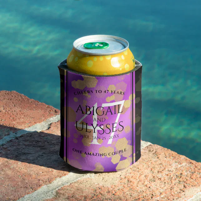 Elegant 47th Amethyst Wedding Anniversary Can Cooler