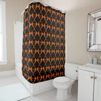 Halloween Harlequin Black Skulls Pattern Shower Curtain