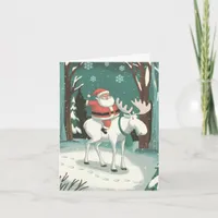 Santa and the White Moose Card